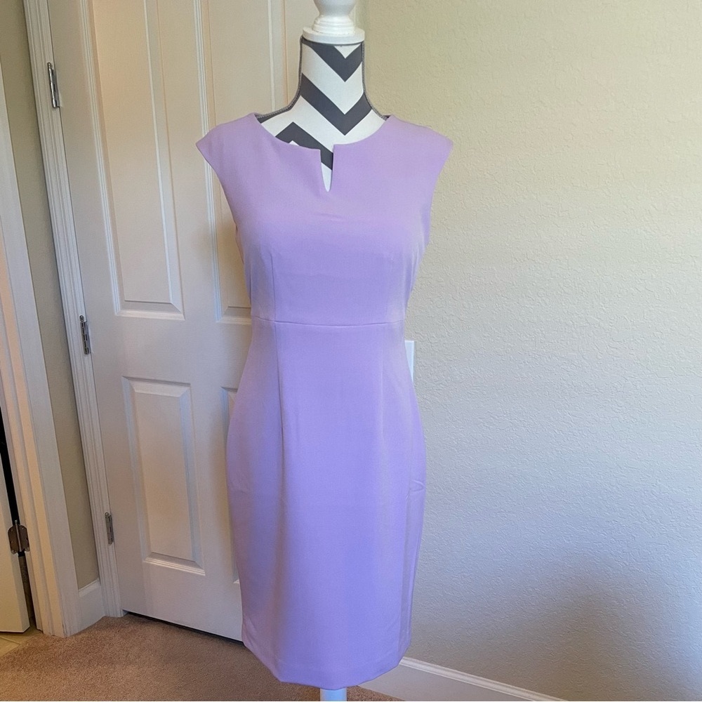 Black Label by Evan Picone sheath knit split neckline crocus dress size 4